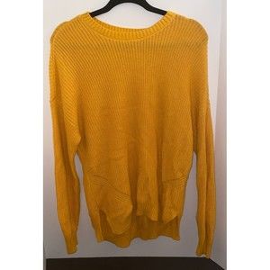 Hollister Sweater Womens Medium M Yellow Orange Knit Weave Top Stretch Mod